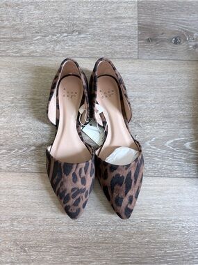 NWT a new day Leopard Print Pointed D'Orsay Flats - Brown & Black 7